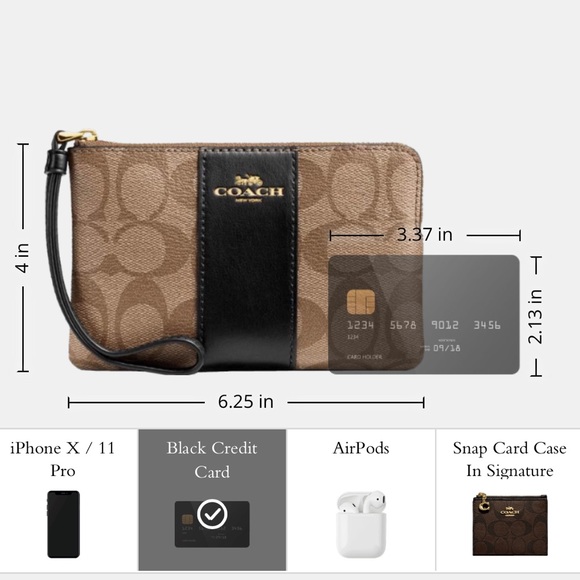 COACH Corner Zip Wristlet In Signature Canvas - Picture 7 of 10